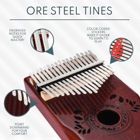 17-Key Kalimba Thumb Piano - Christmas Holiday Stocking Stuffer & Music Gifts - Complete Beginner Kit & Music Maker Set - Portable Carrying Bag for Ki