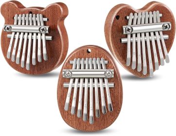 3 Pack Thumb Piano 8 Key Finger Thumb Piano Small Heart Oval Bear Kalimba Hand Musical Instruments Gifts for Kids Adults Beginners Christmas Birthday