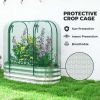 Galvanized Raised Garden Bed with Crop Cage Protection Net Cover, Outdoor Planter Box for Vegetables, Flowers, Herbs