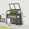 Raised Garden Bed with Flip-Up Mini Greenhouse, Elevated Planter Box with Legs and Bed Liner for Flowers, Vegetables