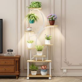 Plant Stand Indoor with Grow Lights - 62" Tall Plant Shelf, Lighted Corner Plant Stands for Indoor Growing, 8 Tiered Large Flower Holder (Color: as Pic)